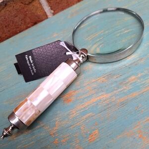 Magnifying Glass Gift Mother of Pearl Handle Silver NEW with Tag